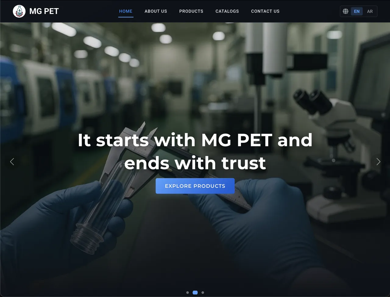 Commercial Website for MG-PET